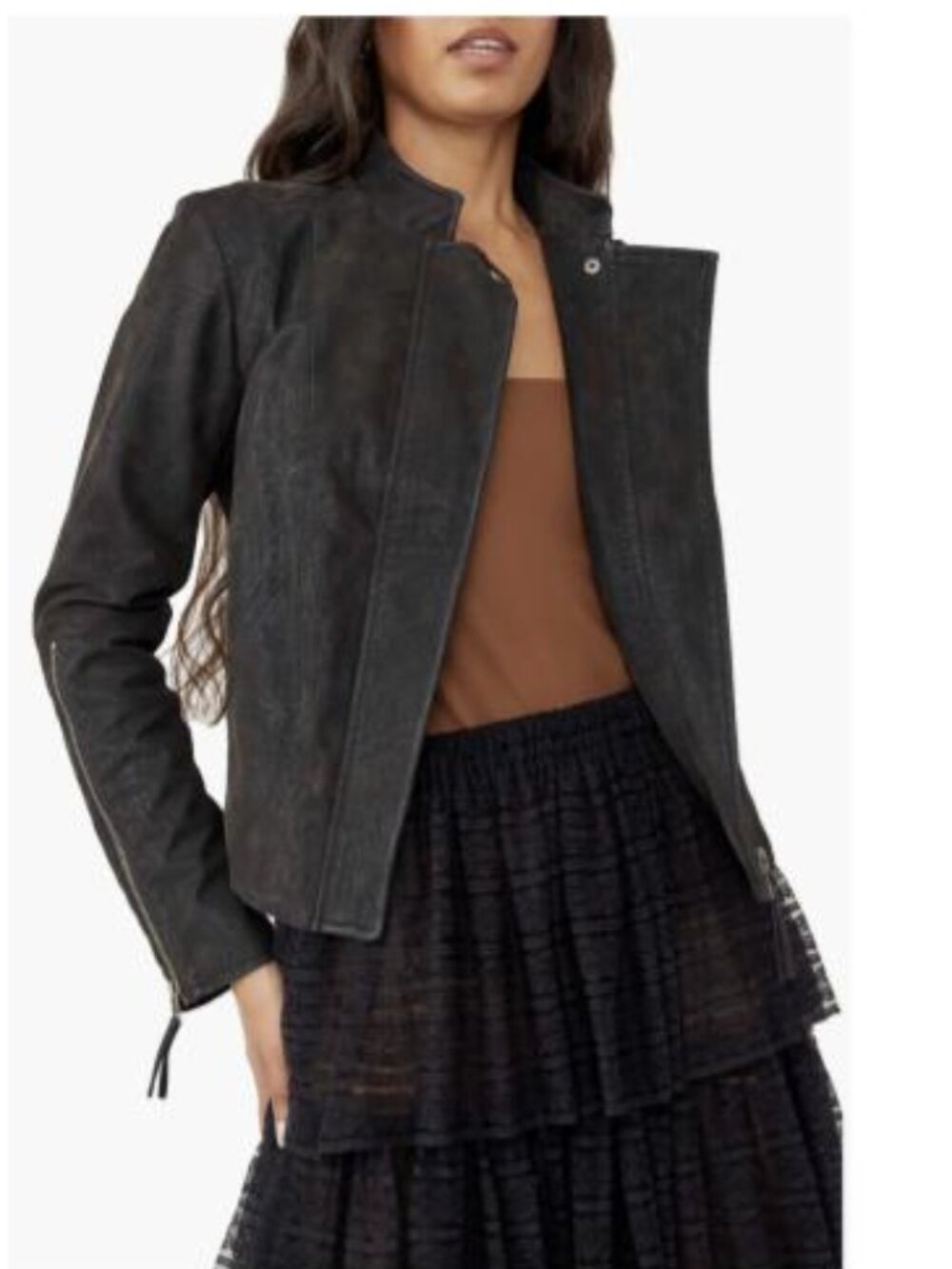 Free People Clean & Minimal Jacket - Off Black - M
